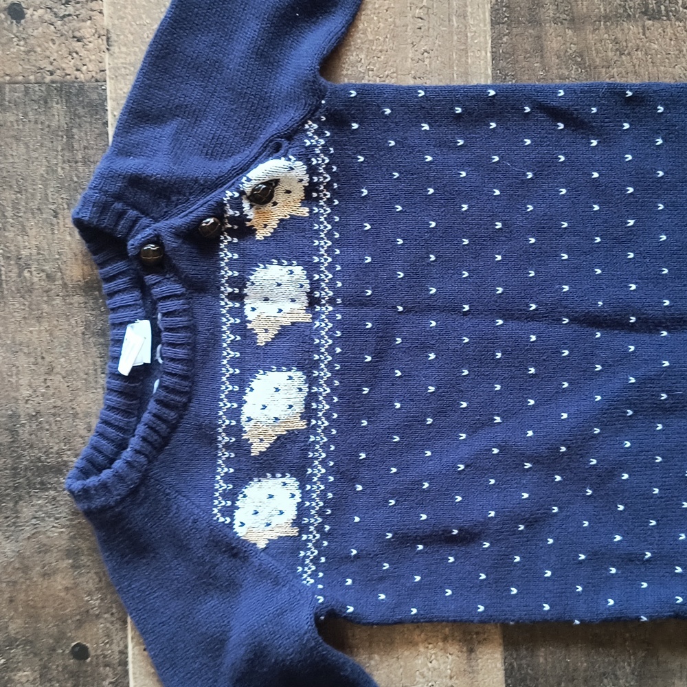 Janie And Jack Hedgehog Blue Faire Isle Knit Jumpsuit Romper Sz 12 -18 Months - Picture 4 of 12